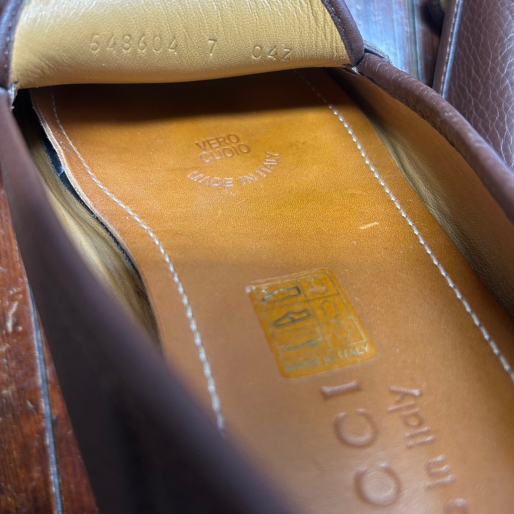 Gucci mens brown loafers slippers size 7 genuine leather - Picture 8 of 10